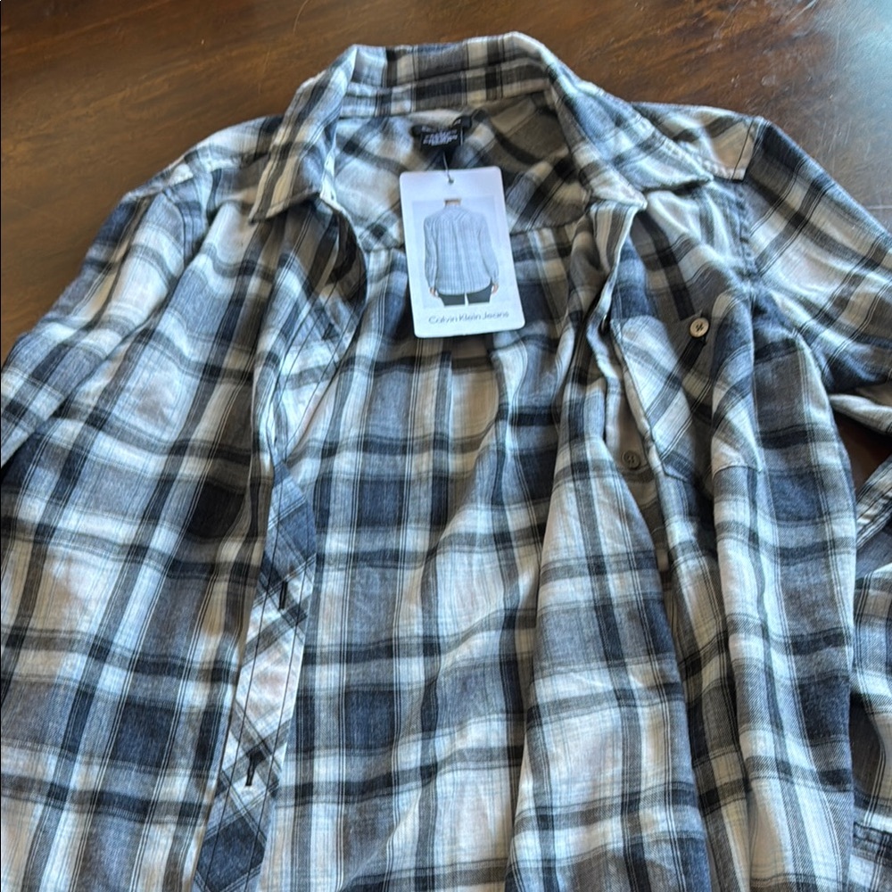 Calvin Klein Jeans Black and Gray Casual Button Down Shirt
